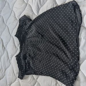 Loft short sleeve blouse, black with white dots, size medium